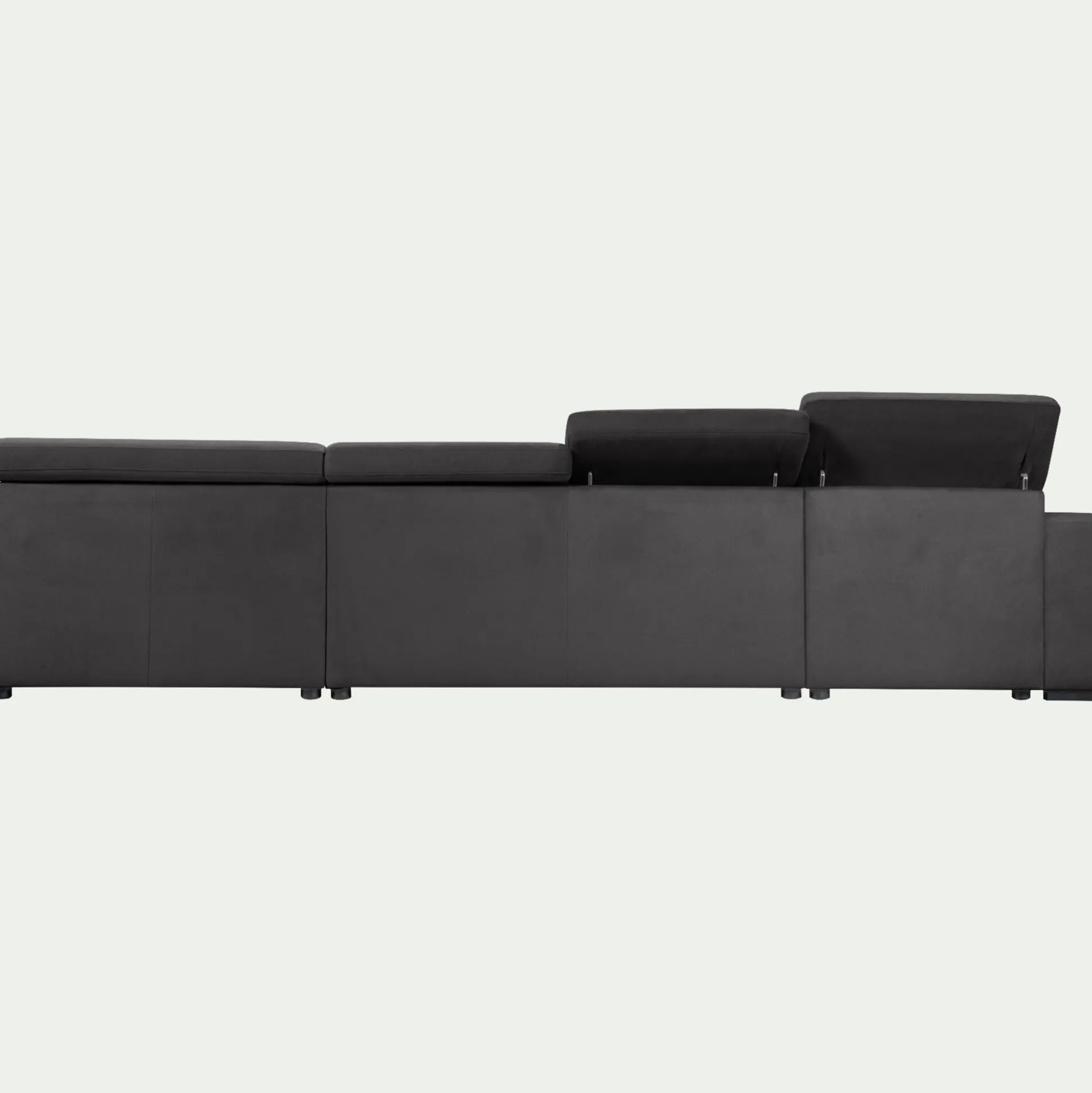 Canapé panoramique convertible avec méridienne gauche en tissu doux - gris ardoise