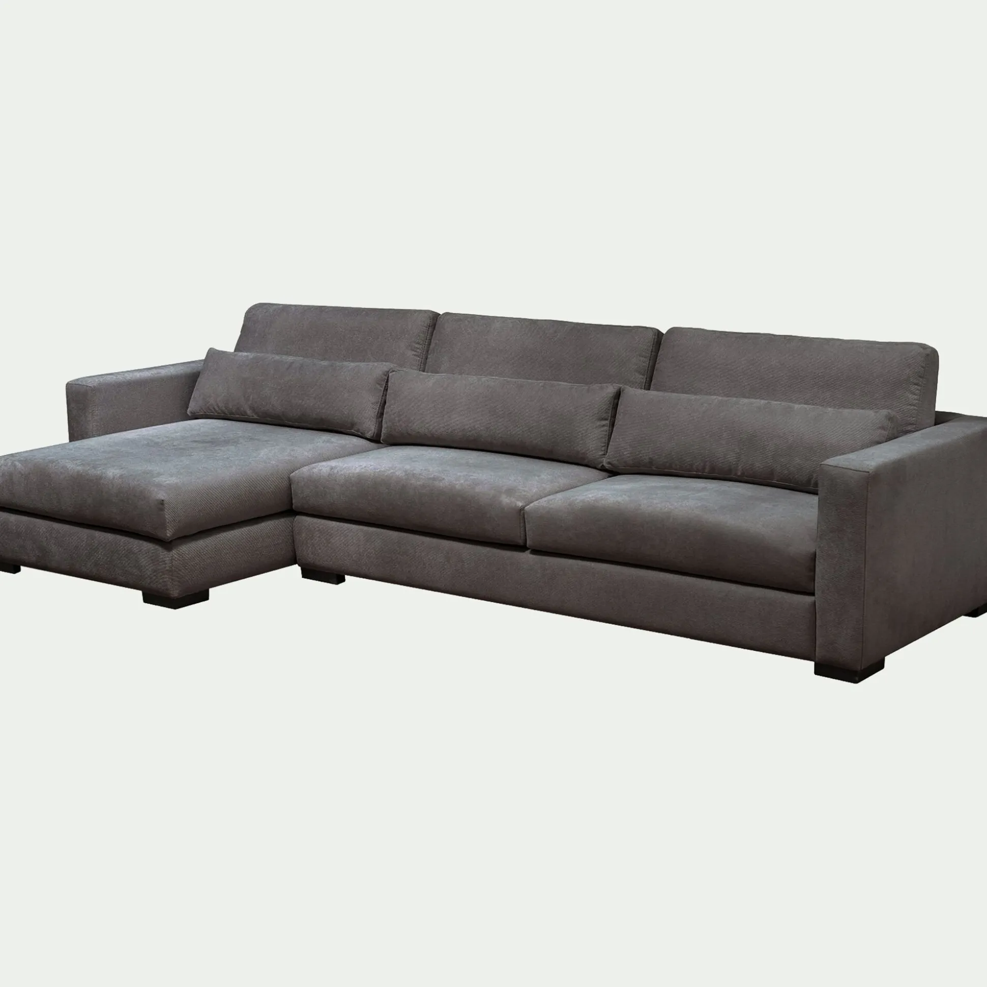 Canapé petit angle chaise longue gauche fixe en tissu Bloq - gris anthracite