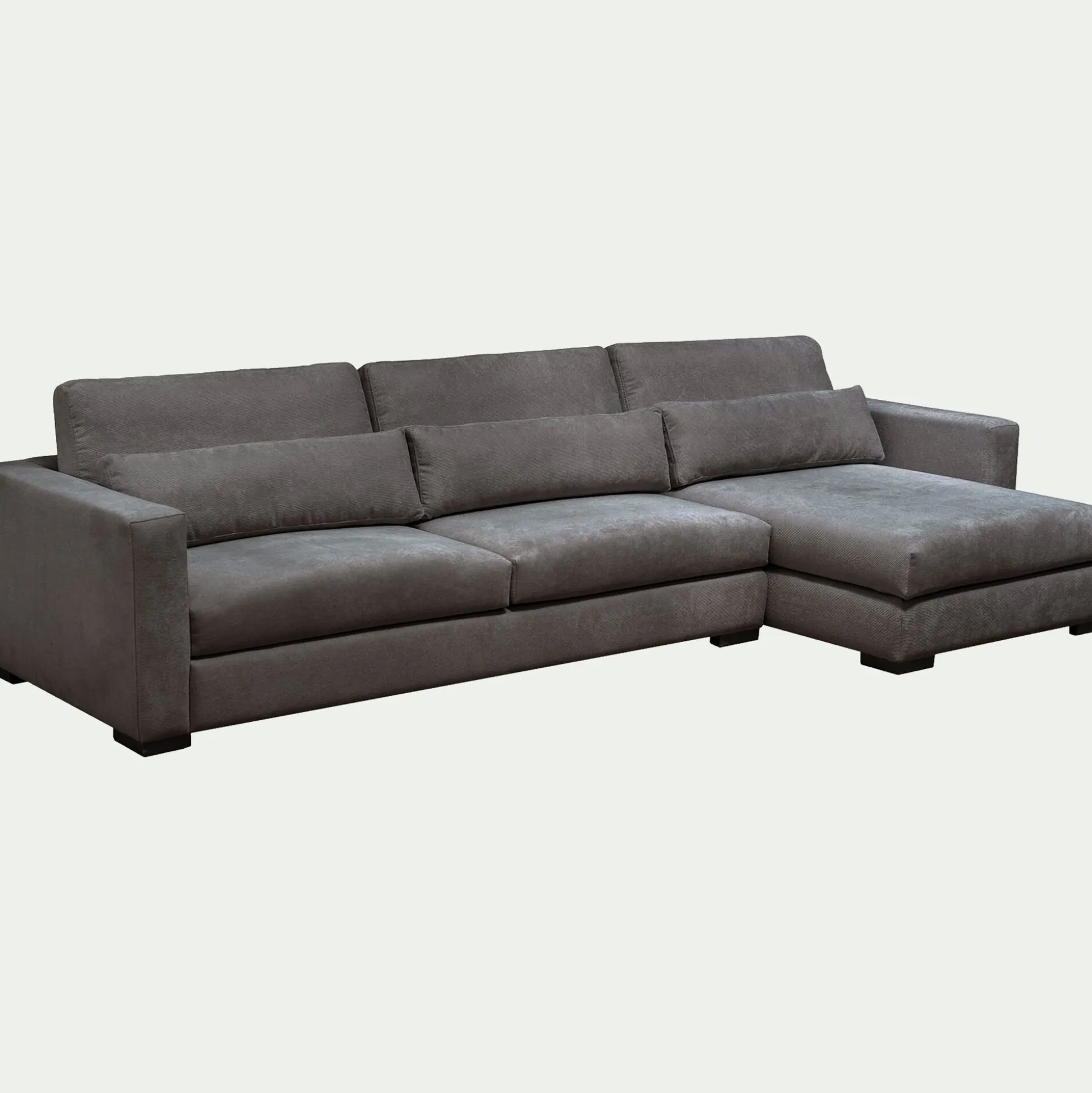 Canapé petit angle chaise longue droite fixe en tissu Bloq - gris anthracite