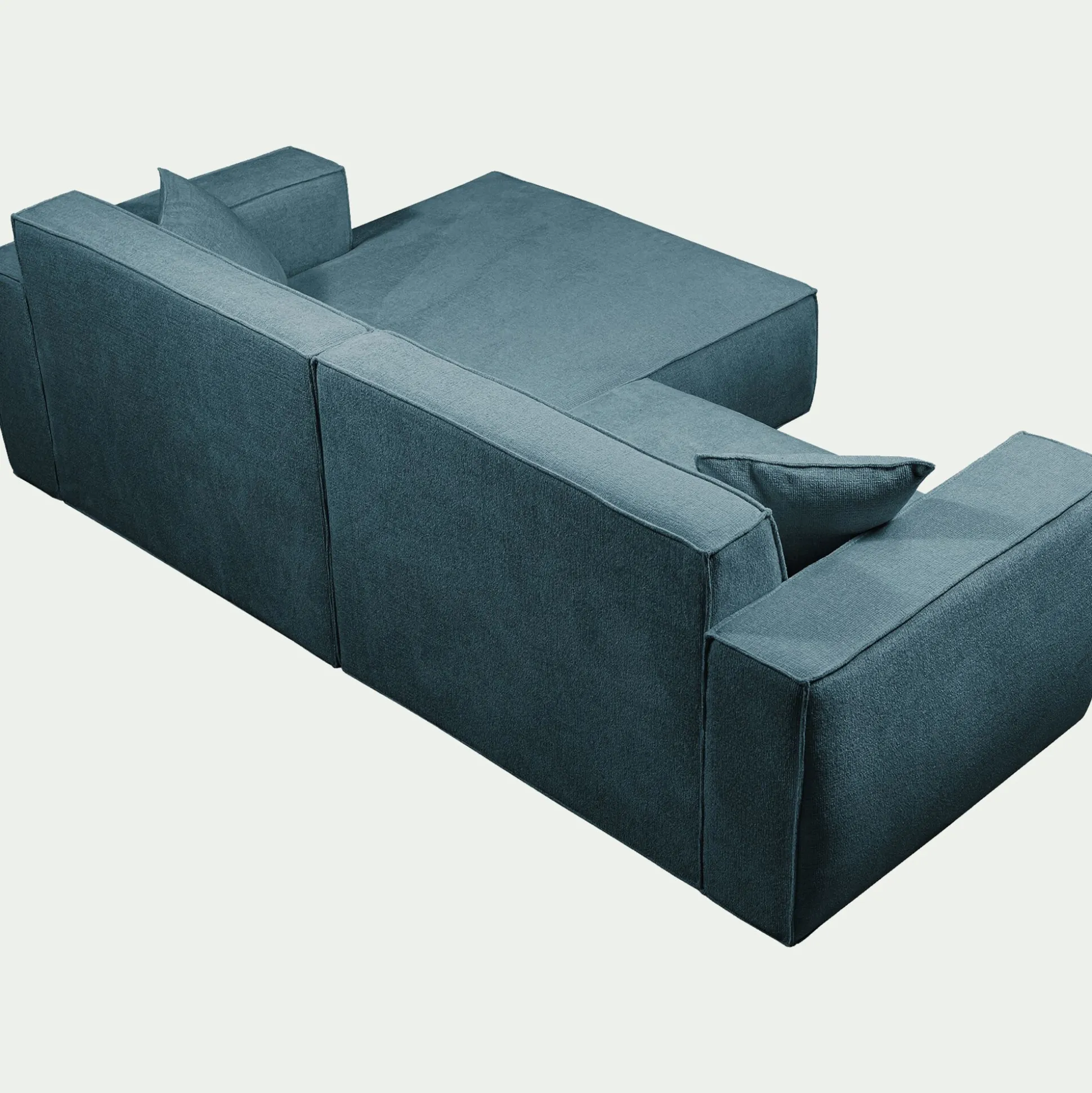Canapé petit angle droit fixe en tissu genesis - bleu