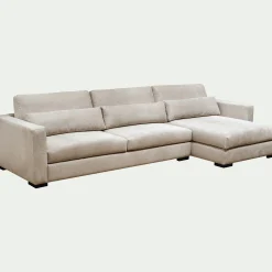 Canapé petit angle droit fixe en tissu Bloq - beige roucas