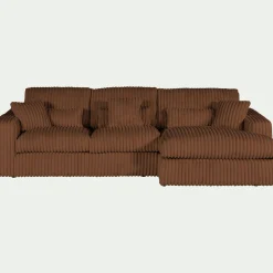 Canapé petit angle droit fixe en tissu côtelé bita - brun rustrel