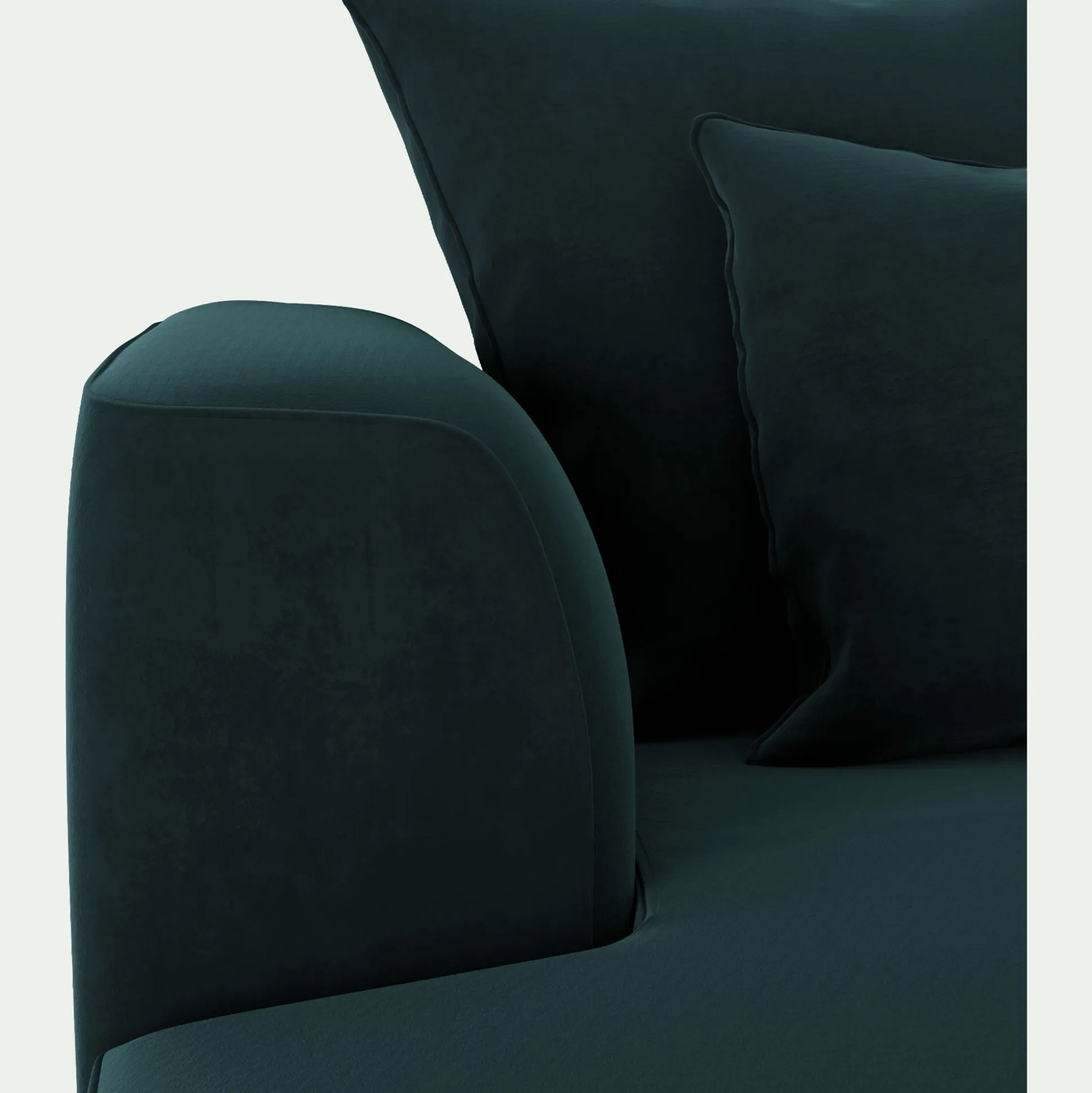 Canapé petit angle droit fixe en tissu velours - bleu foncé