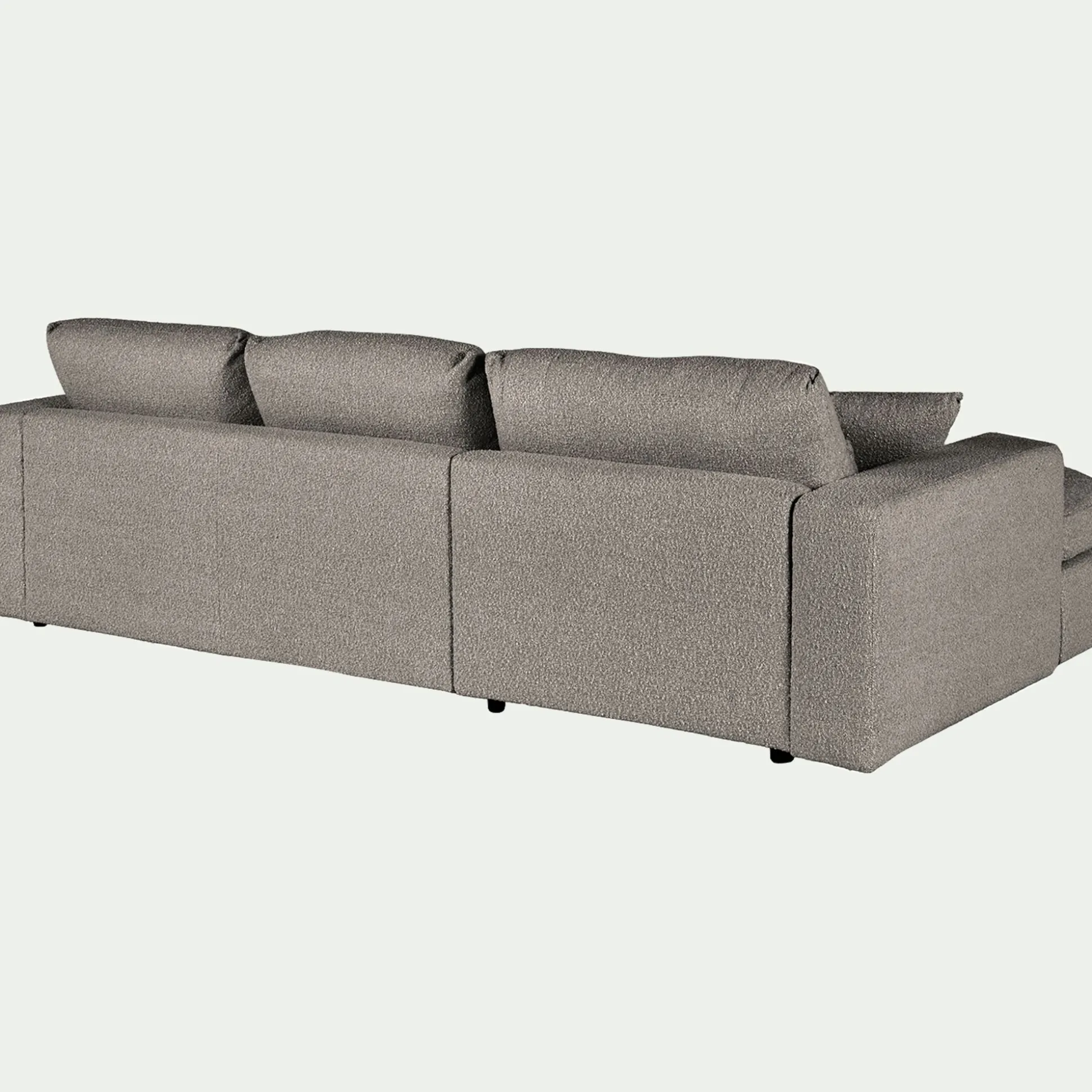 Canapé petit angle droit fixe en tissu bouclette - gris clair