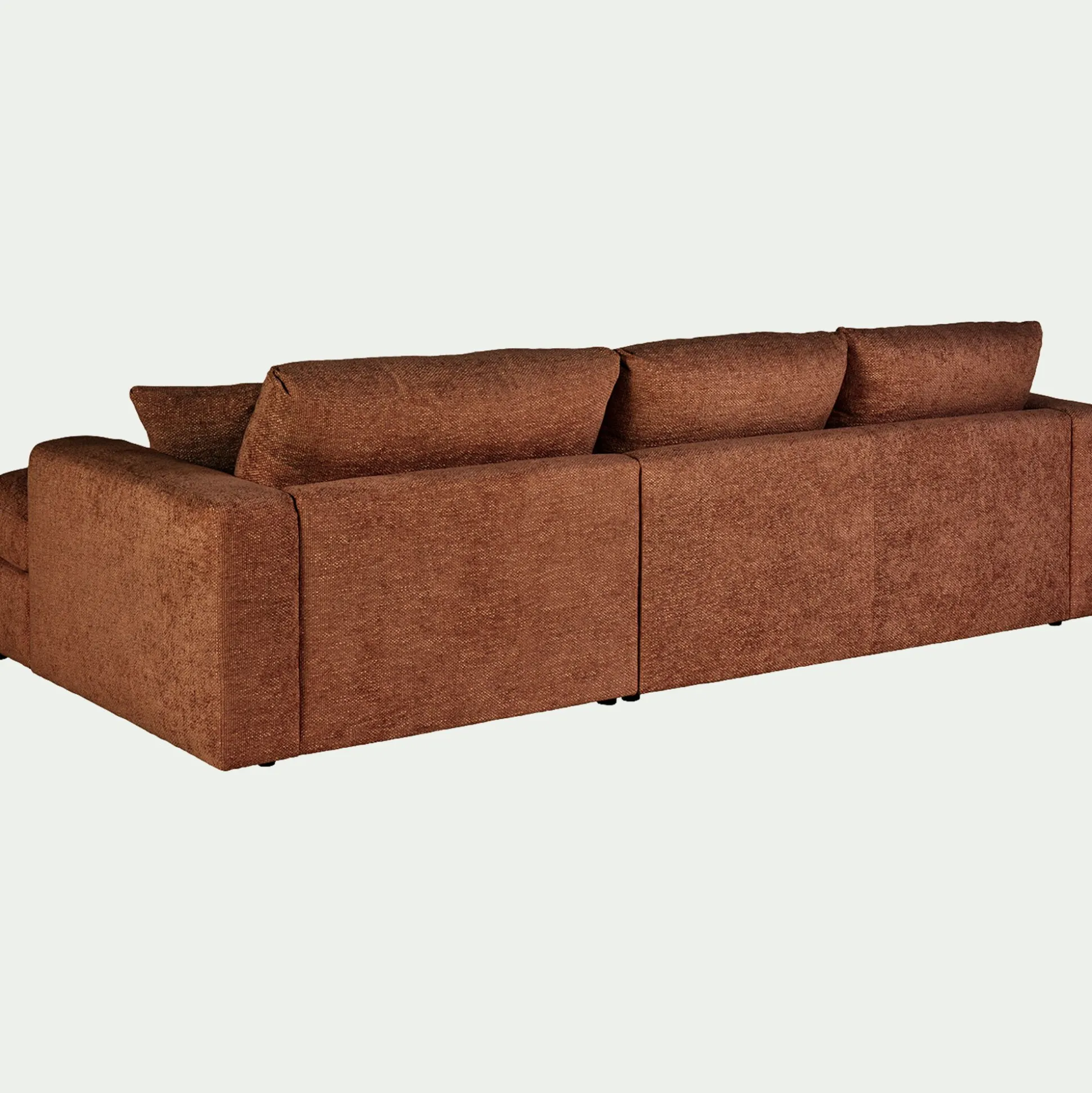 Canapé petit angle gauche fixe en tissu chenille benjo - brun rustrel