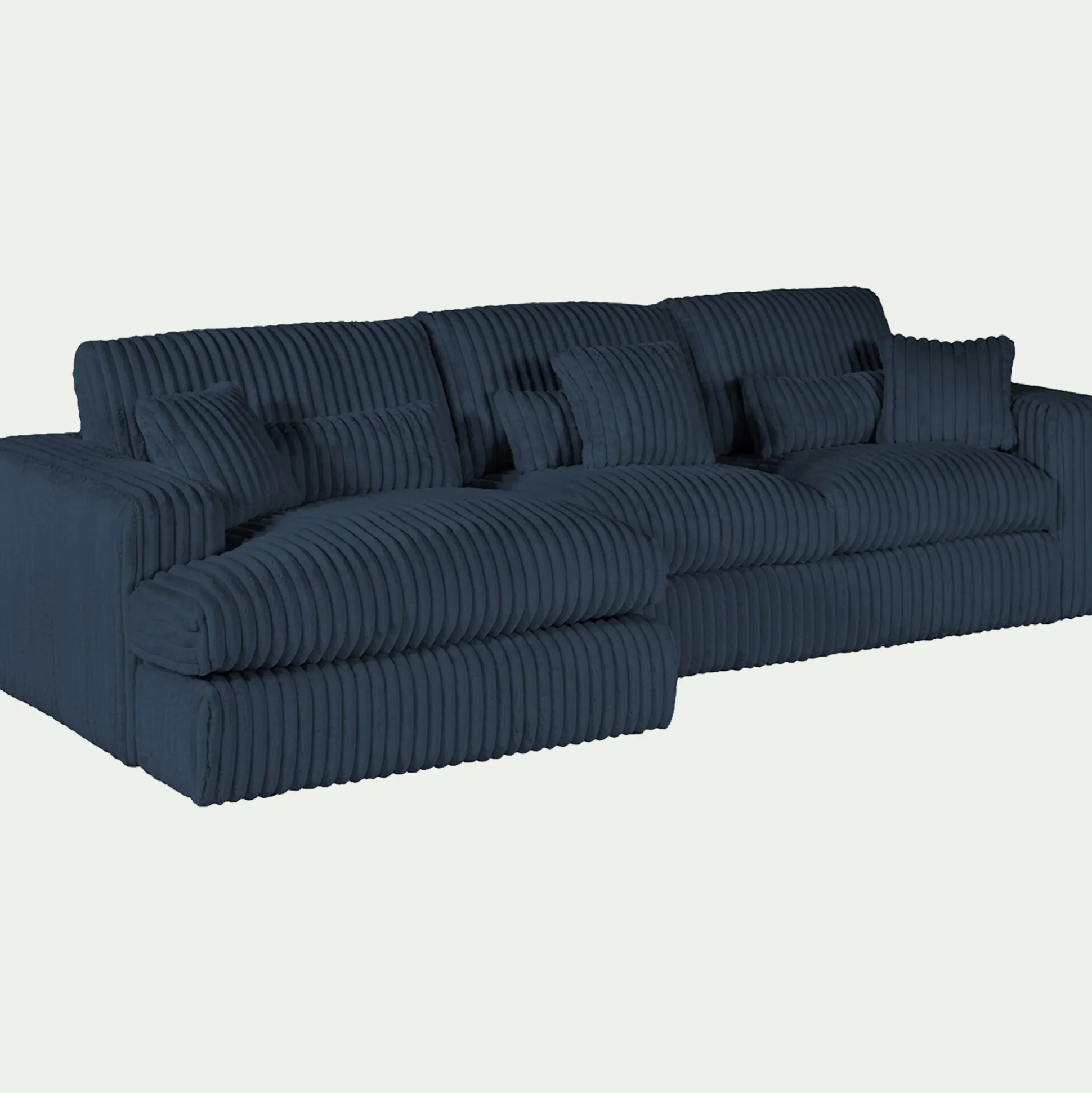 Canapé petit angle gauche fixe en tissu côtelé bita - bleu calabrun