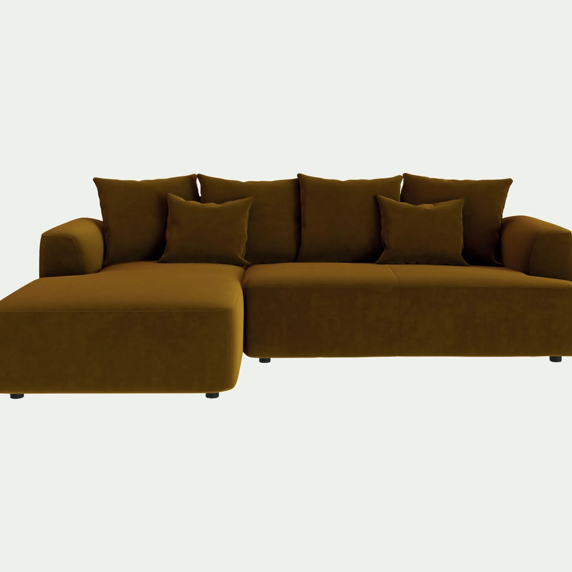 Canapé petit angle gauche fixe en tissu velours - bronze