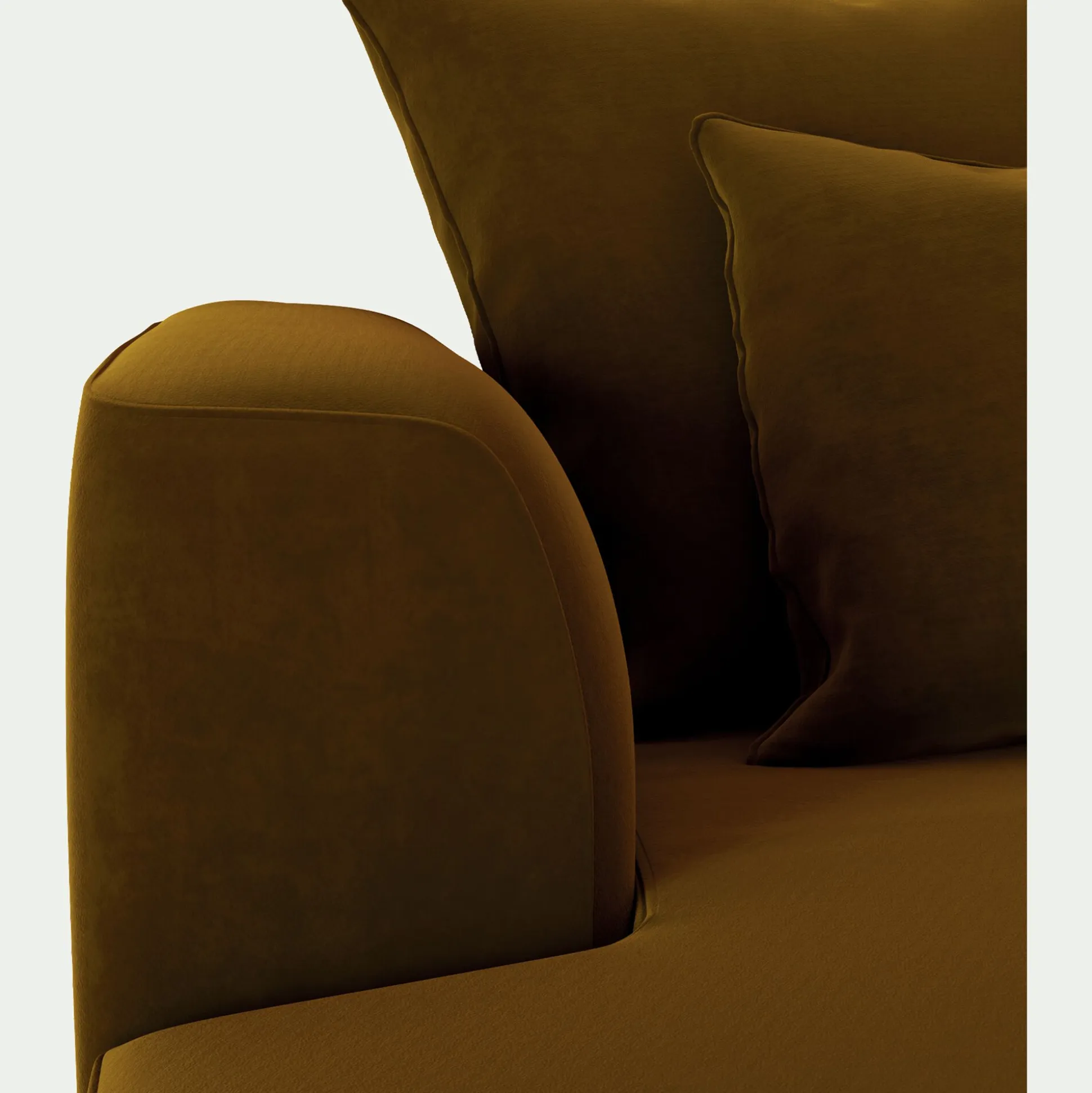 Canapé petit angle gauche fixe en tissu velours - bronze