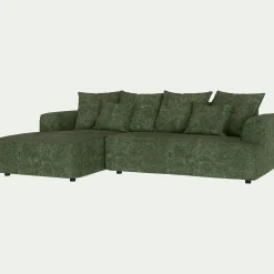 Canapé petit angle gauche fixe en tissu Genesis - vert cèdre
