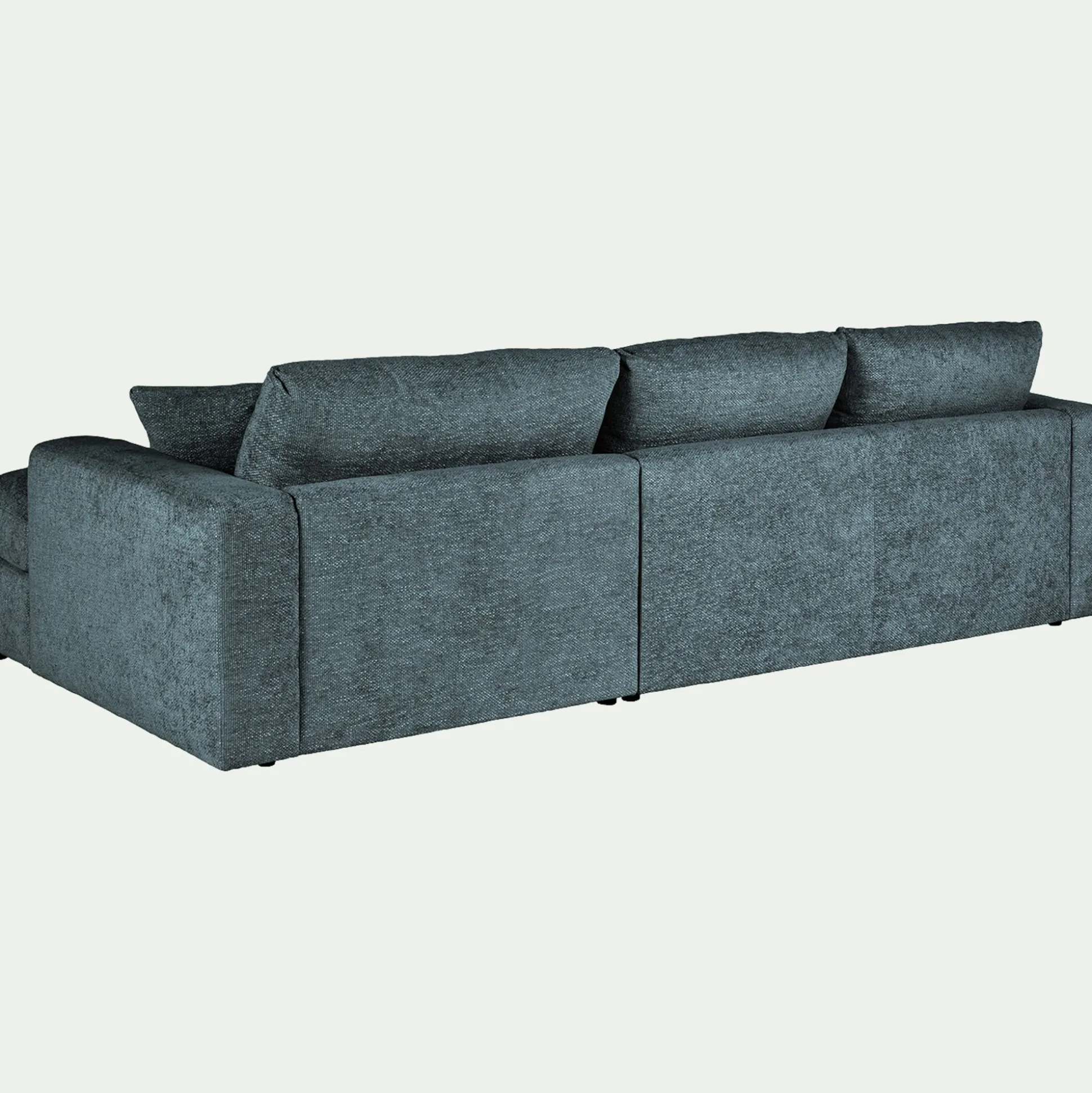 Canapé petit angle gauche fixe en tissu chenille benjo - bleu calaluna