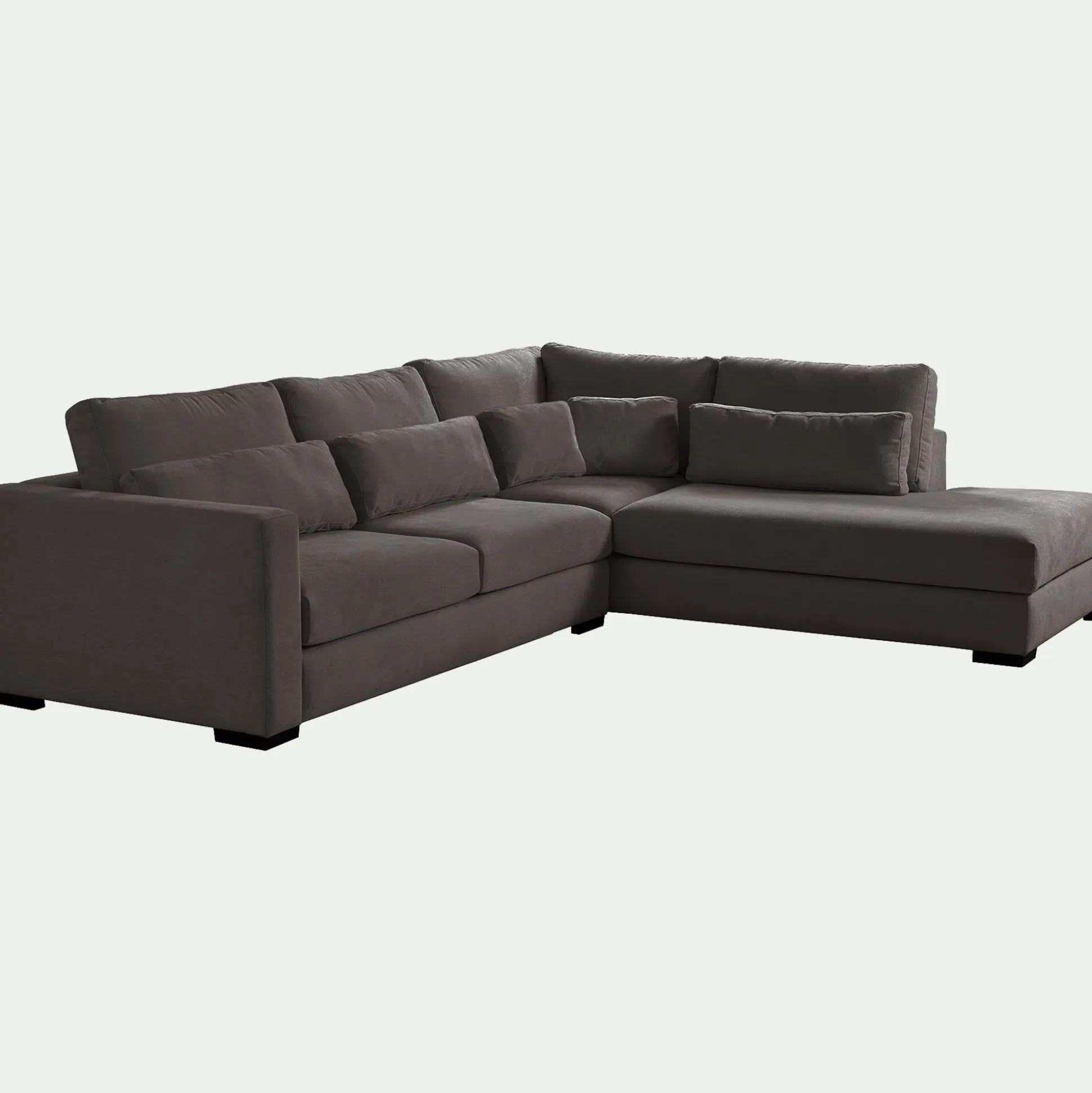 Canapé petit angle méridienne droite fixe en tissu Bloq - gris anthracite