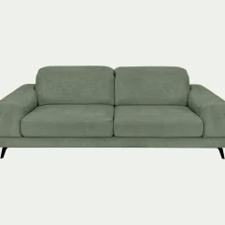 Canapé 4 places avance recule en tissu doux - vert cèdre