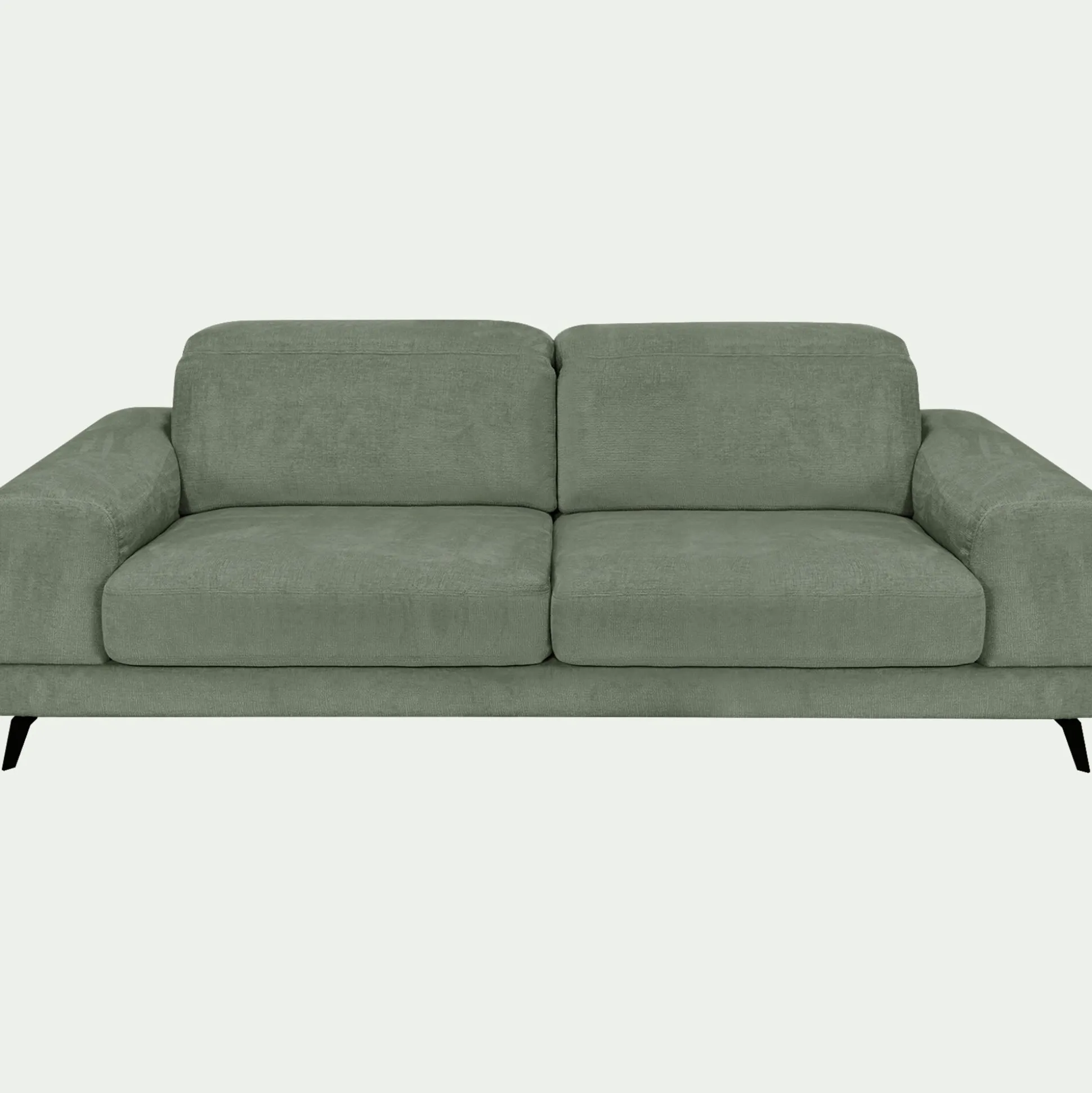 Canapé 4 places avance recule en tissu doux - vert cèdre