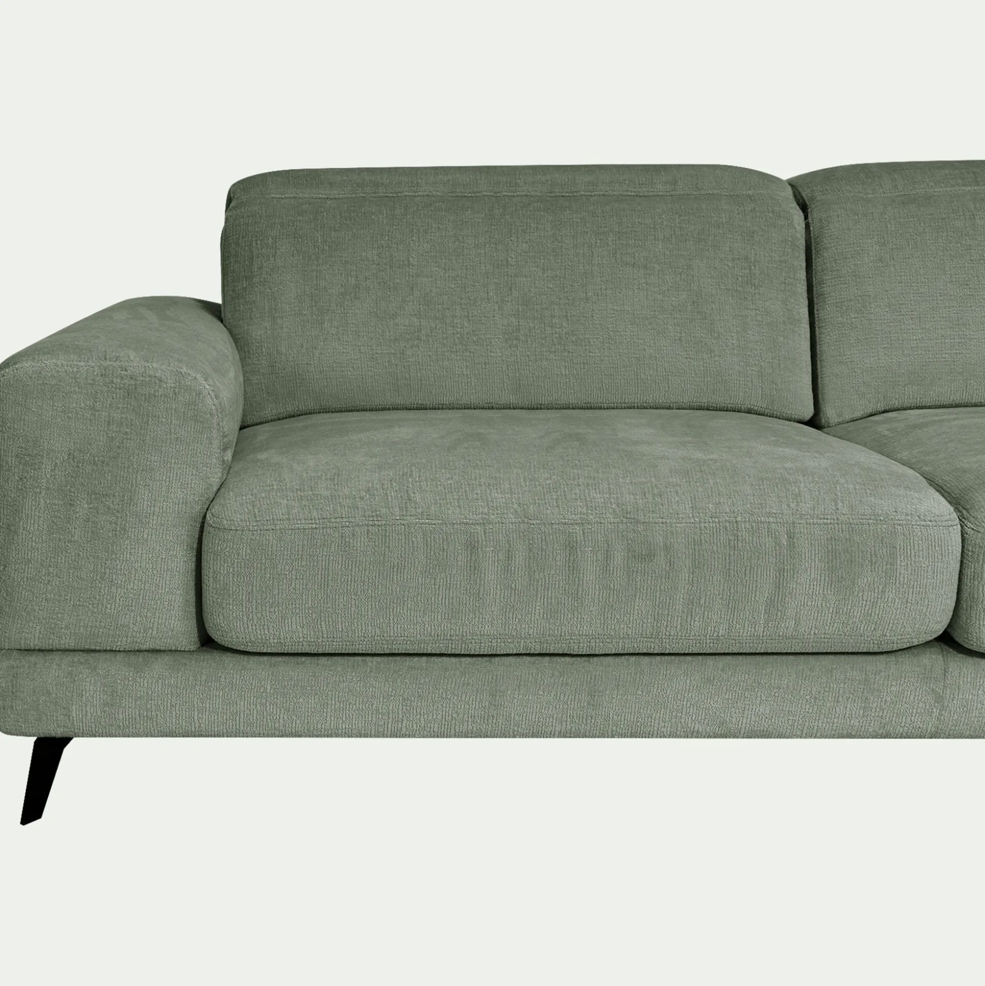 Canapé 4 places avance recule en tissu doux - vert cèdre
