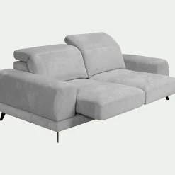 Canapé 3 places avance recule en tissu doux - gris
