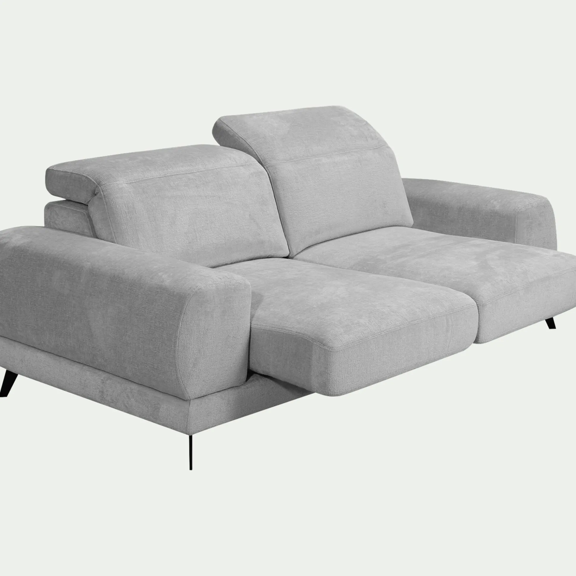 Canapé 3 places avance recule en tissu doux - gris