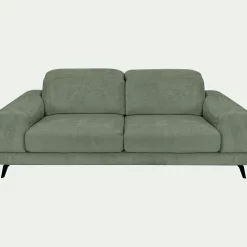Canapé 3 places avance recule en tissu doux - vert cèdre