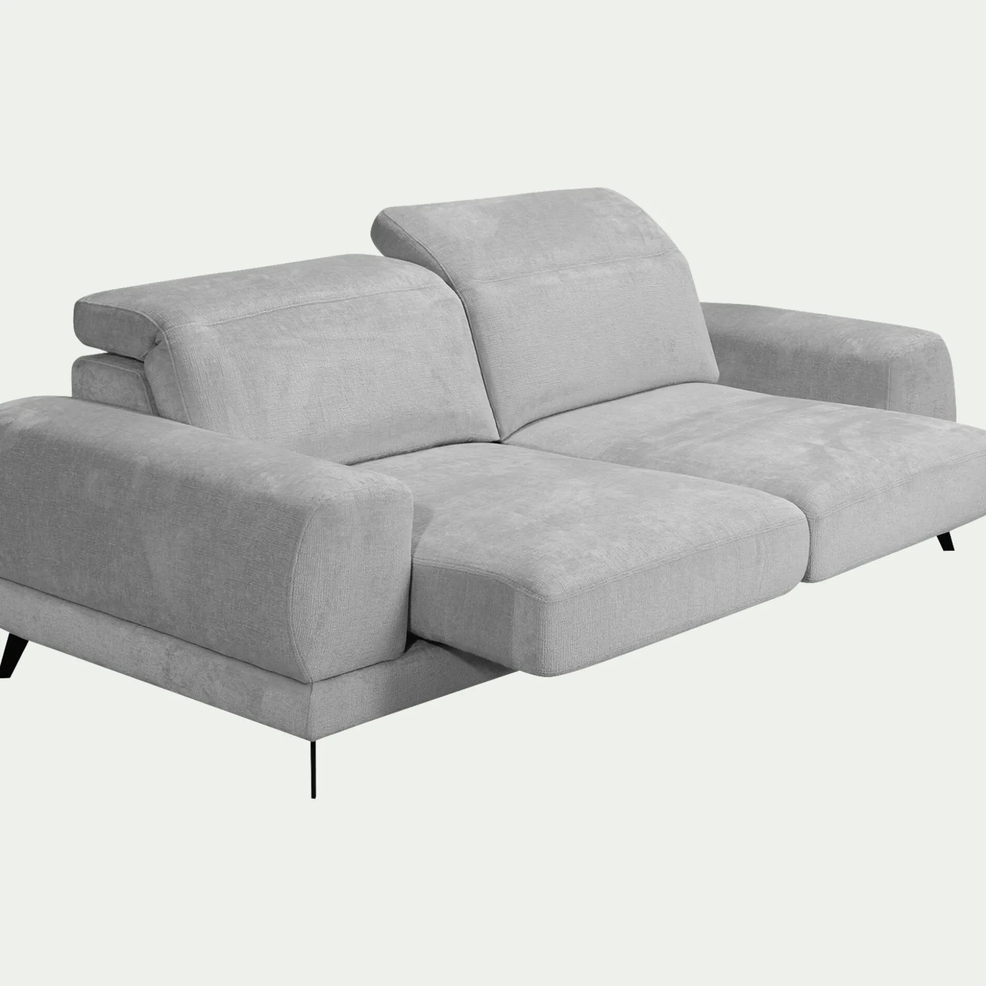 Canapé 4 places avance recule en tissu doux - gris