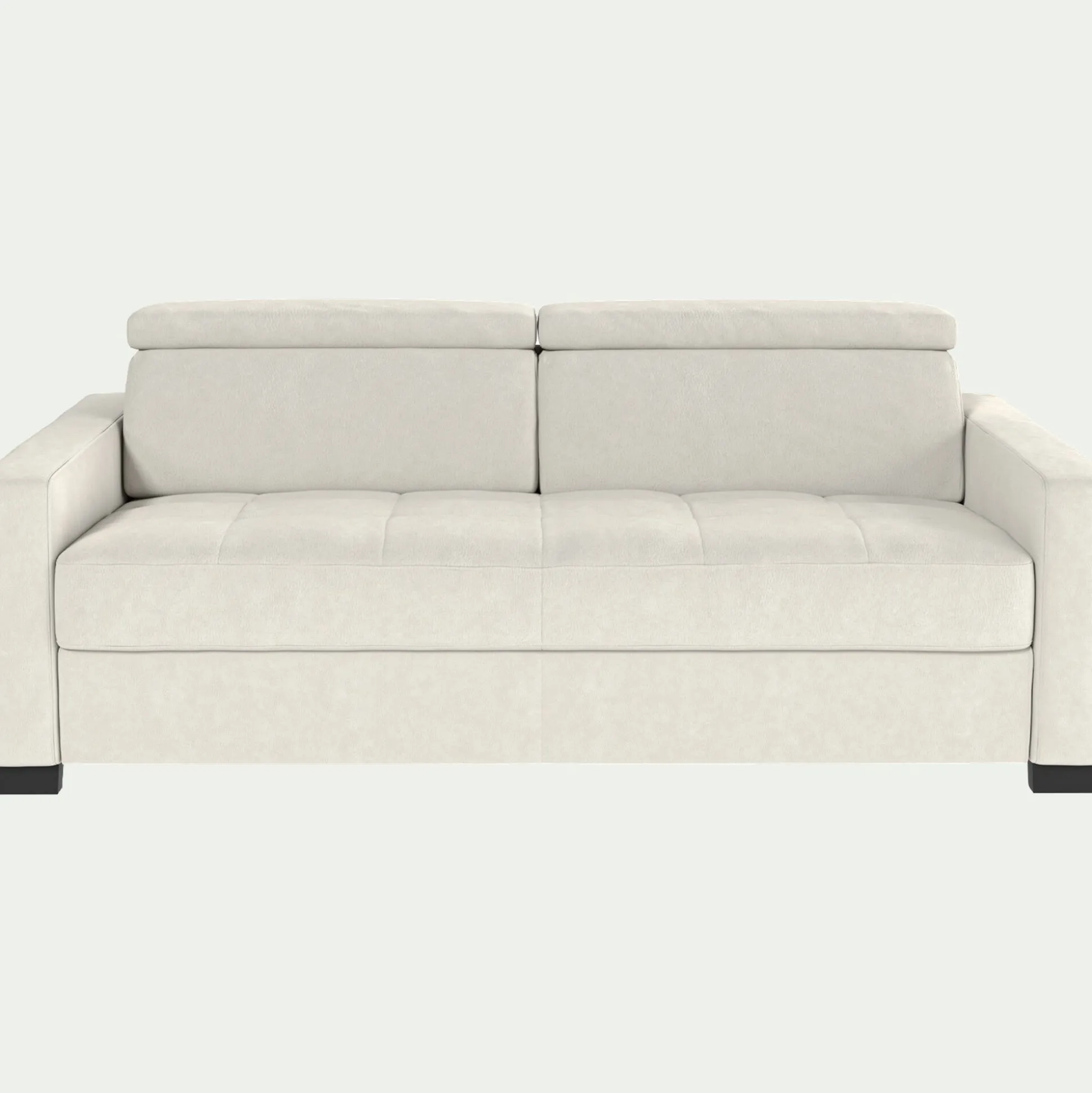 Canapé 3 places convertible avec matelas Bultex en cuir avec accoudoirs 15cm - blanc