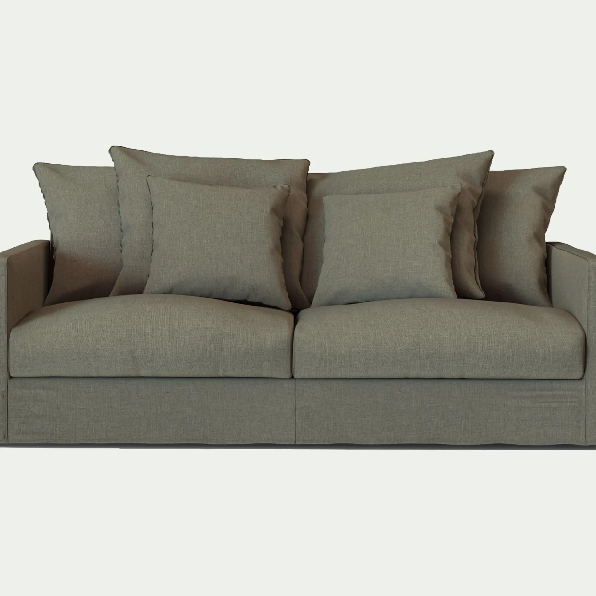 Canapé 3 places convertible avec matelas Bultex en lin et viscose - vert cèdre