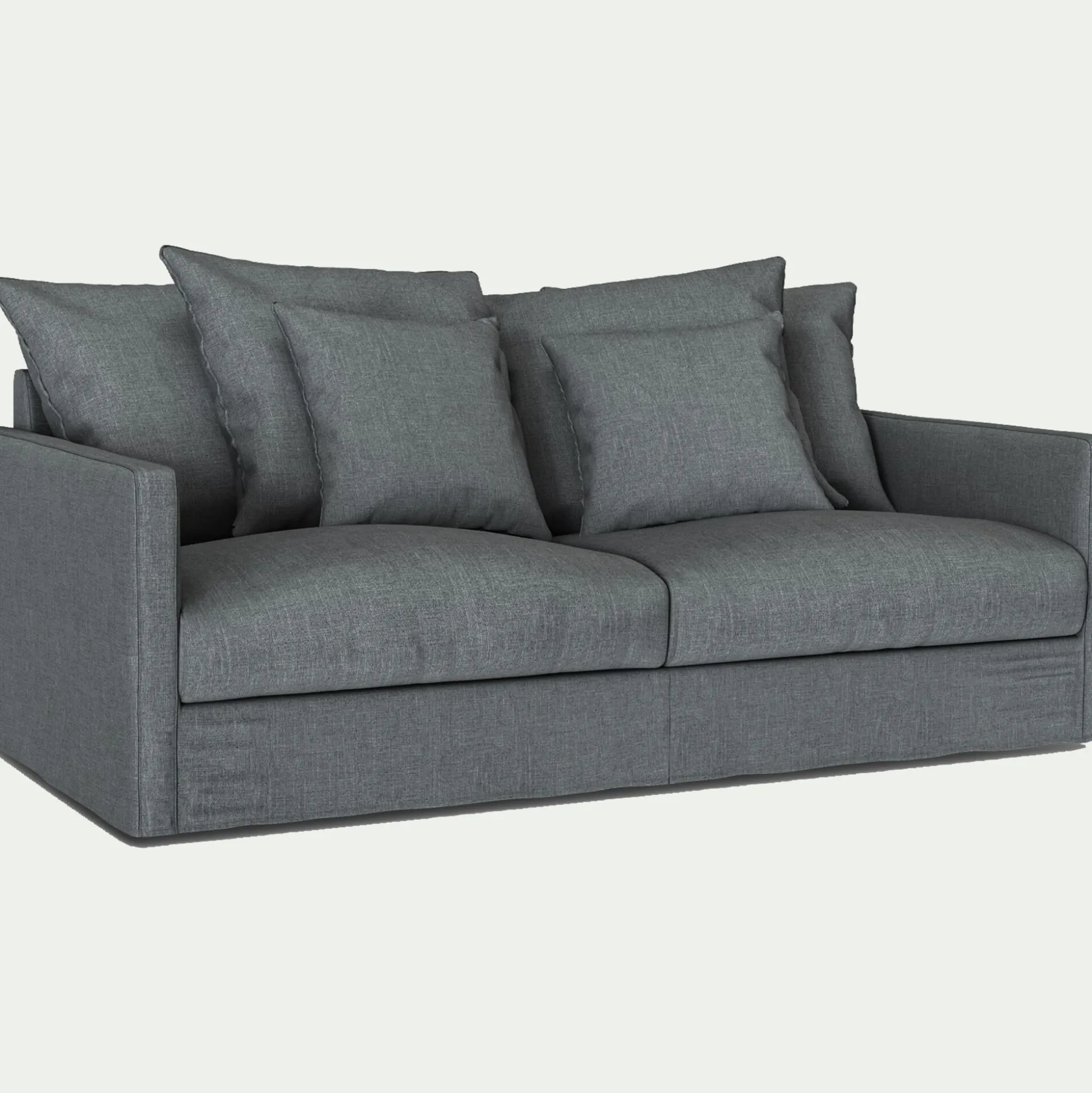 Canapé 3 places convertible avec matelas Bultex en lin et viscose - gris ardoise