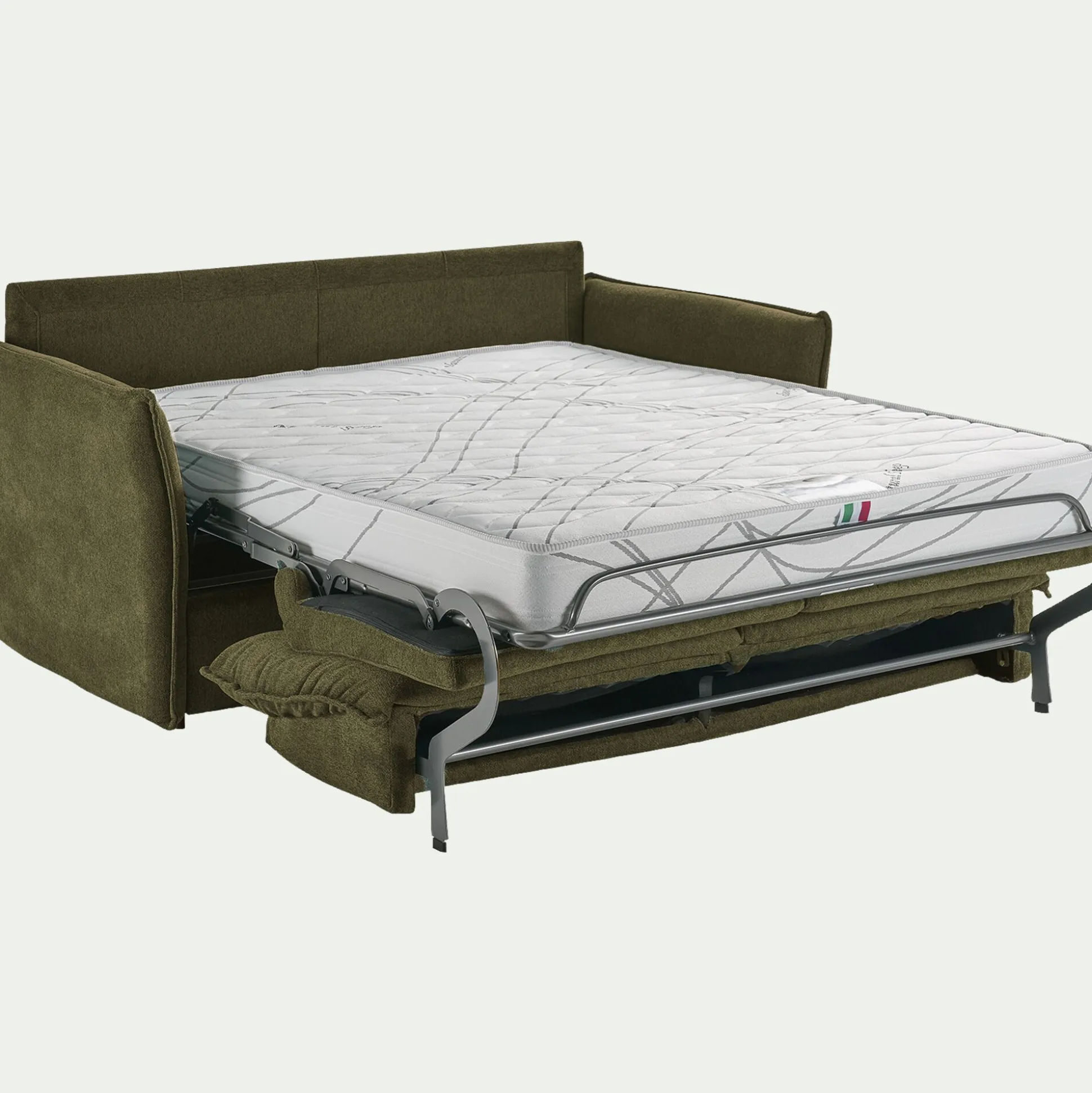 Canapé 3 places convertible avec matelas en tissu densité 35kg/m3 - vert cèdre