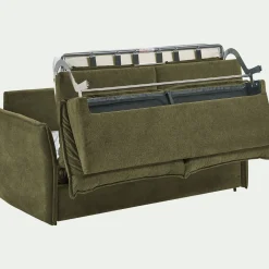 Canapé 3 places convertible avec matelas en tissu densité 35kg/m3 - vert cèdre