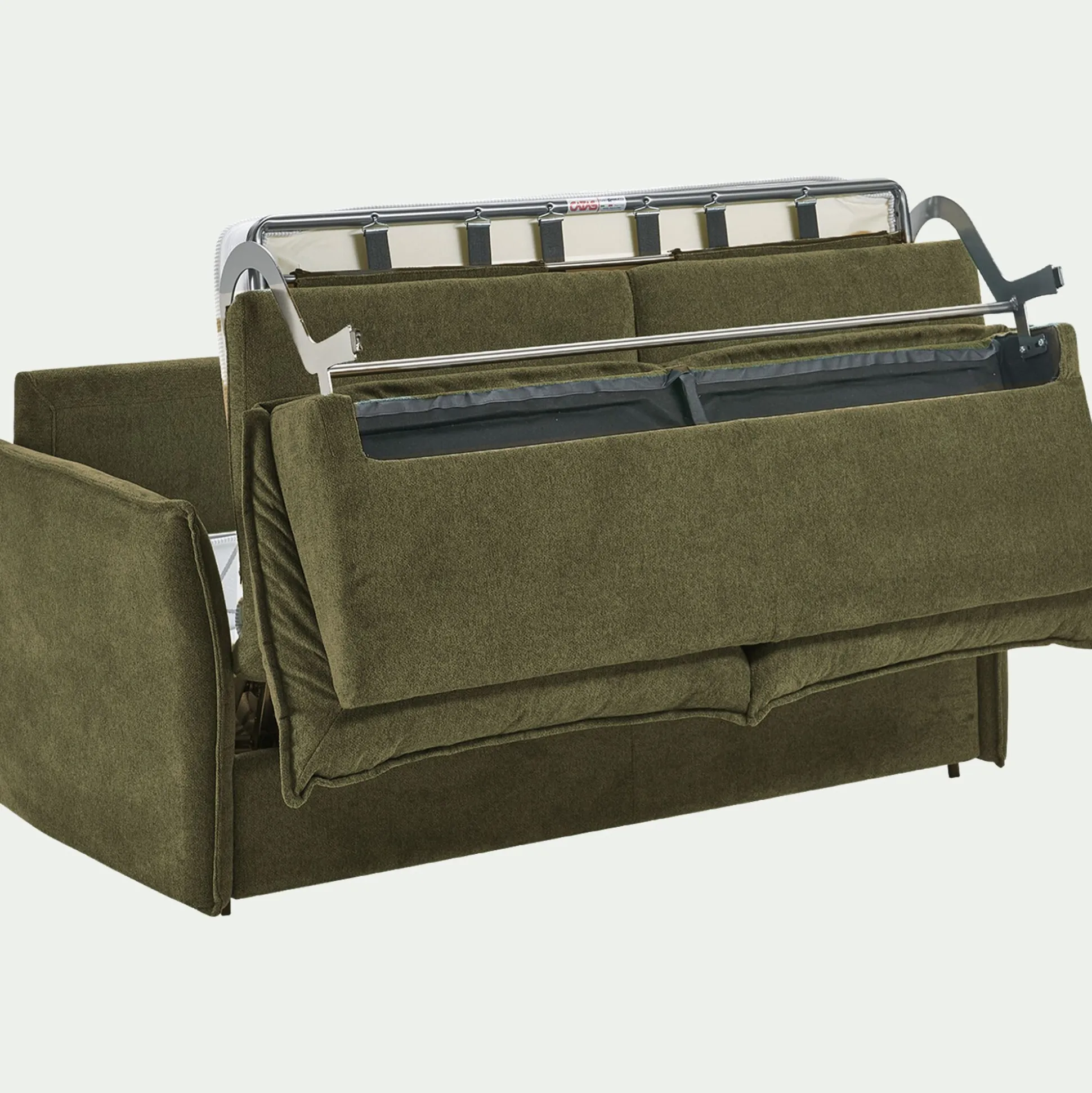 Canapé 3 places convertible avec matelas en tissu densité 35kg/m3 - vert cèdre
