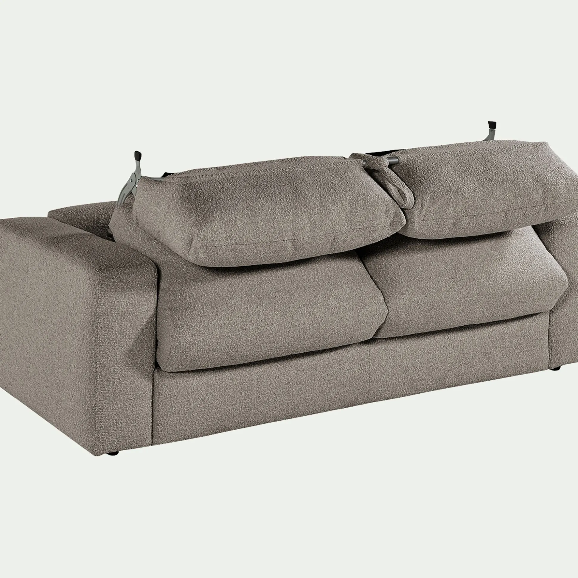 Canapé 3 places convertible bouclette dasco - gris clair