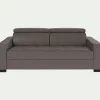 Canapé 3 places convertible en cuir avec accoudoirs 20cm - taupe