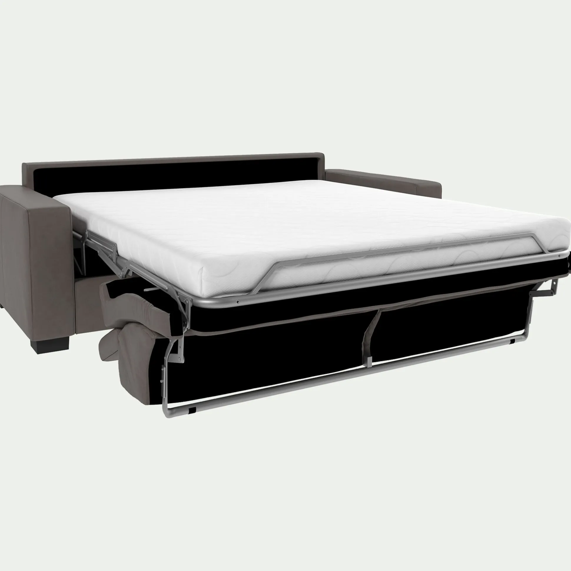 Canapé 3 places convertible en cuir avec accoudoirs 20cm - taupe