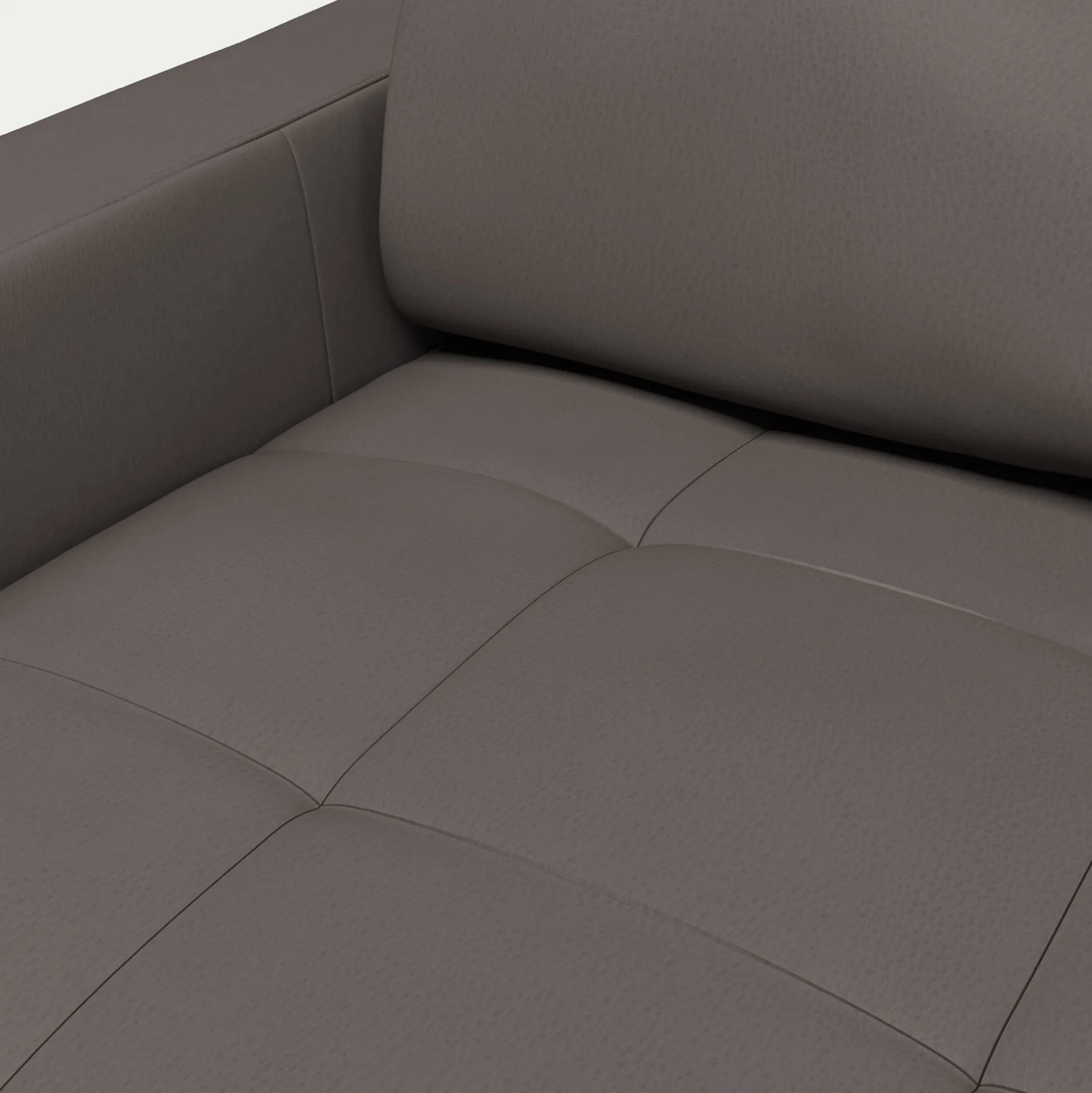 Canapé 3 places convertible en cuir avec accoudoirs 20cm - taupe