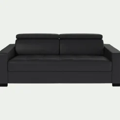 Canapé 3 places convertible en cuir avec accoudoirs 20cm - Brun terre d'ombre