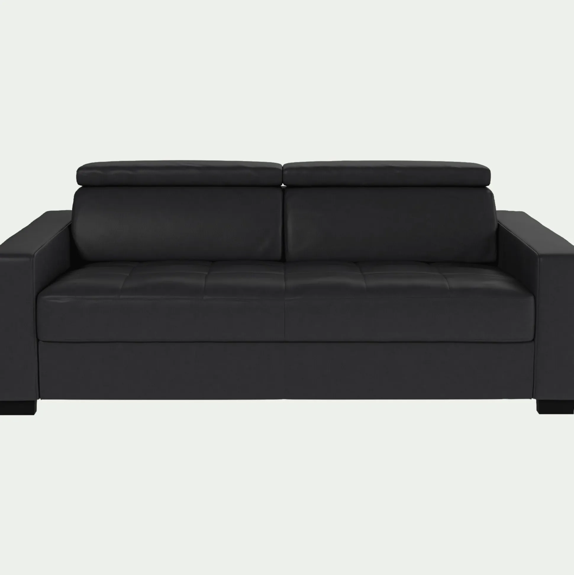 Canapé 3 places convertible en cuir avec accoudoirs 20cm - Brun terre d'ombre