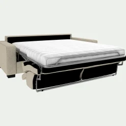 Canapé 3 places convertible en pop avec accoudoirs 20cm - beige