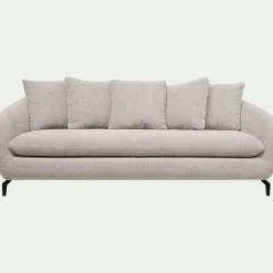 Canapé 4 places convertible en tissu tramé piétement noir - beige roucas