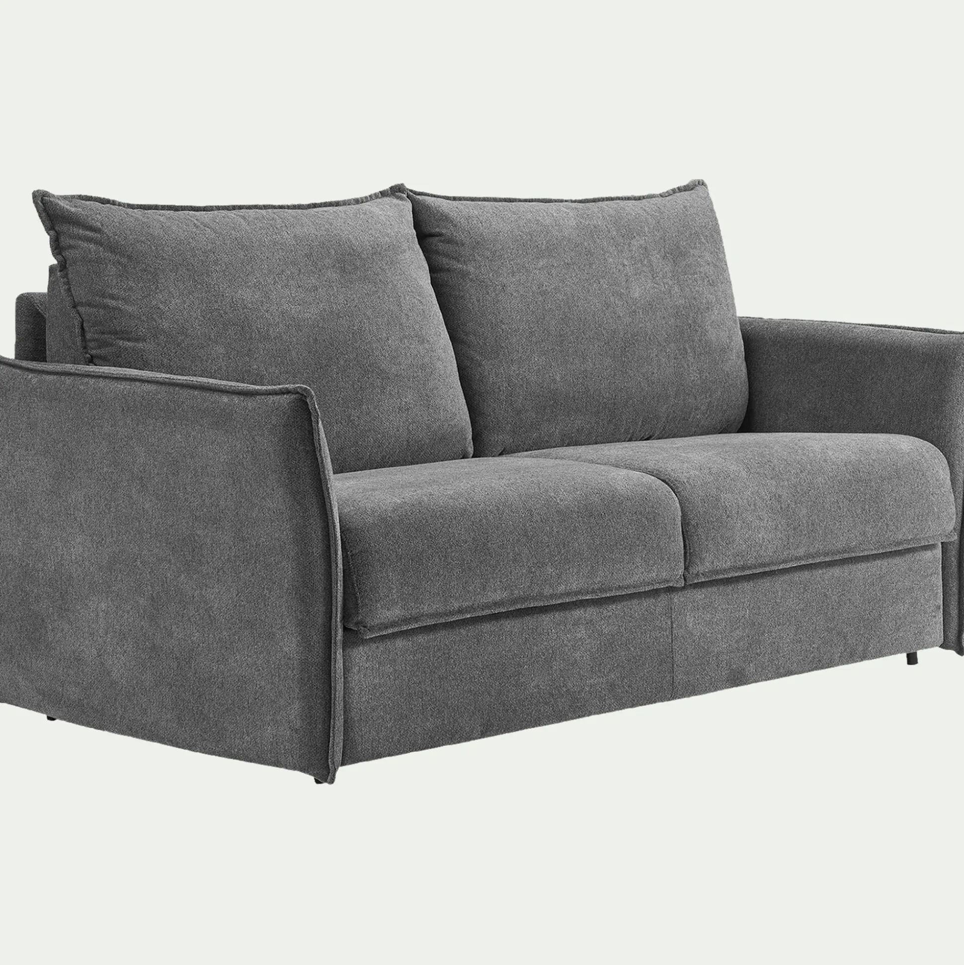 Canapé 3 places convertible en tissu avec matelas densité 25kg/m3 - gris restanque
