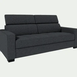 Canapé 3 places convertible en tissu avec accoudoirs 20cm - gris anthracite