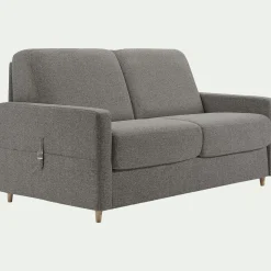 Canapé 3 places convertible en tissu matelas densité 25kg/m3 - gris anthracite