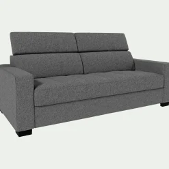 Canapé 3 places convertible en tissu avec accoudoirs 20cm - gris