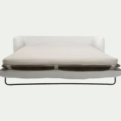 Canapé 3 places convertible en tissu wind - blanc écru