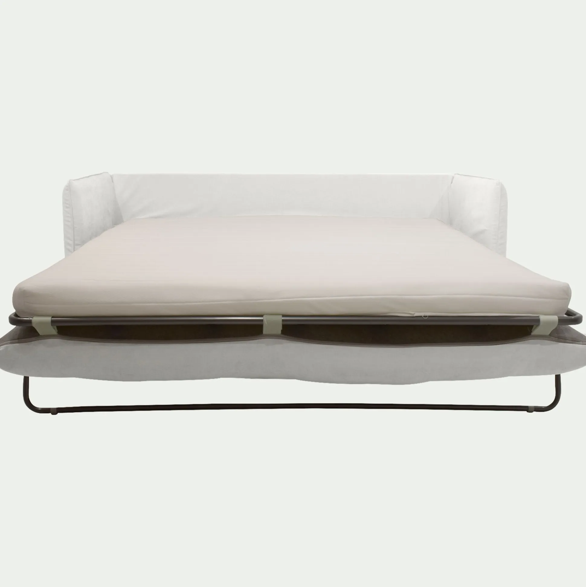 Canapé 3 places convertible en tissu wind - blanc écru
