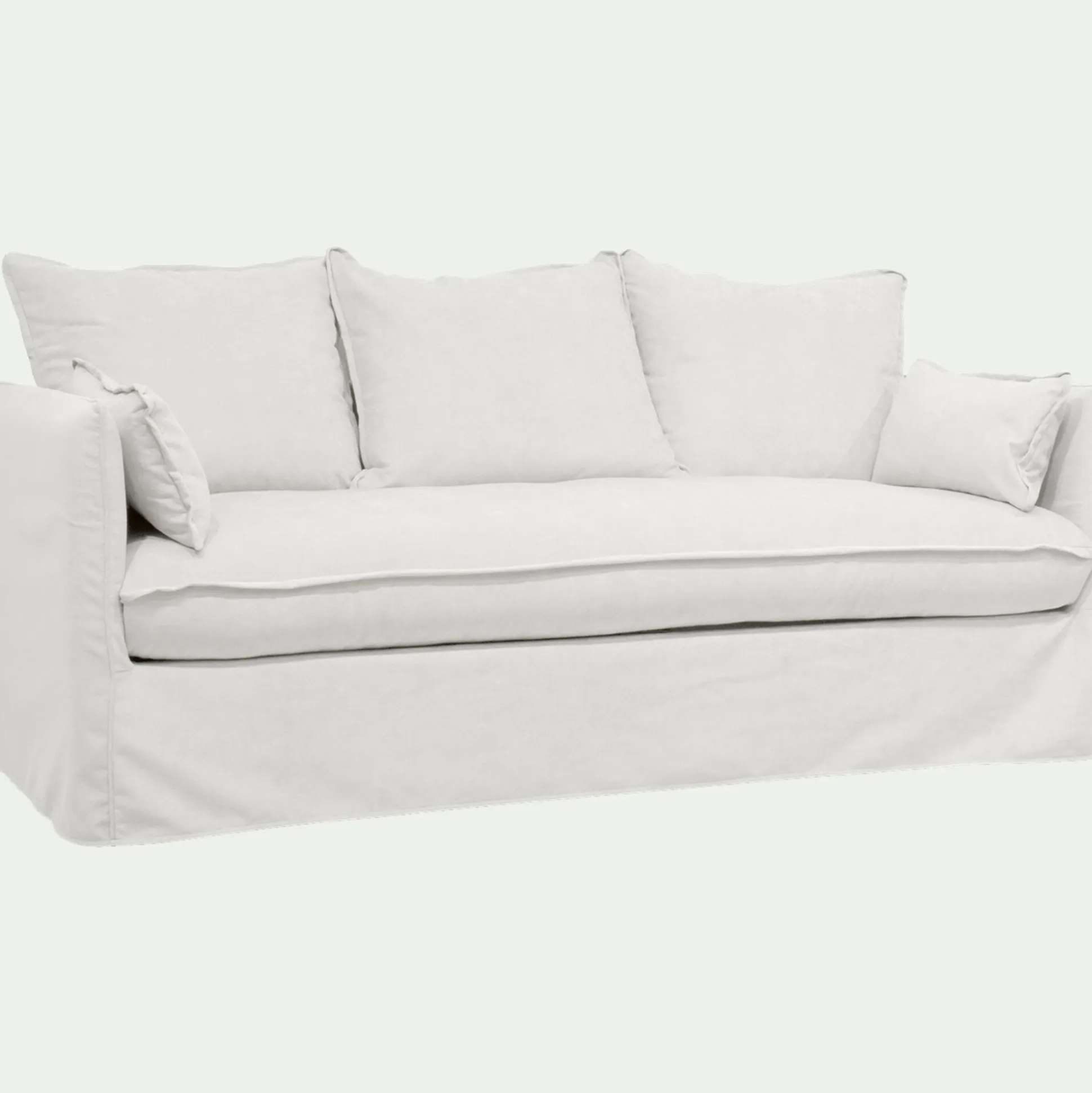 Canapé 3 places convertible en tissu wind - blanc écru