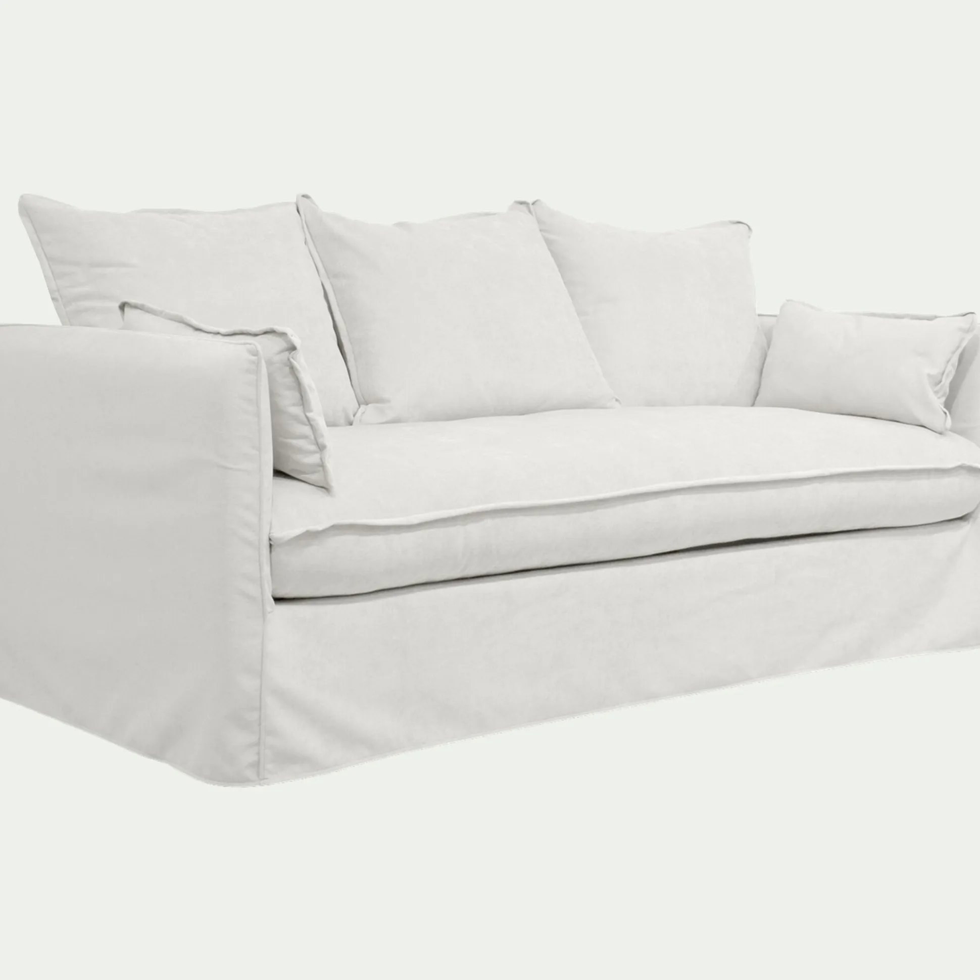 Canapé 3 places convertible en tissu wind - blanc écru