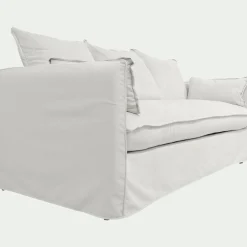 Canapé 3 places convertible en tissu wind - blanc écru