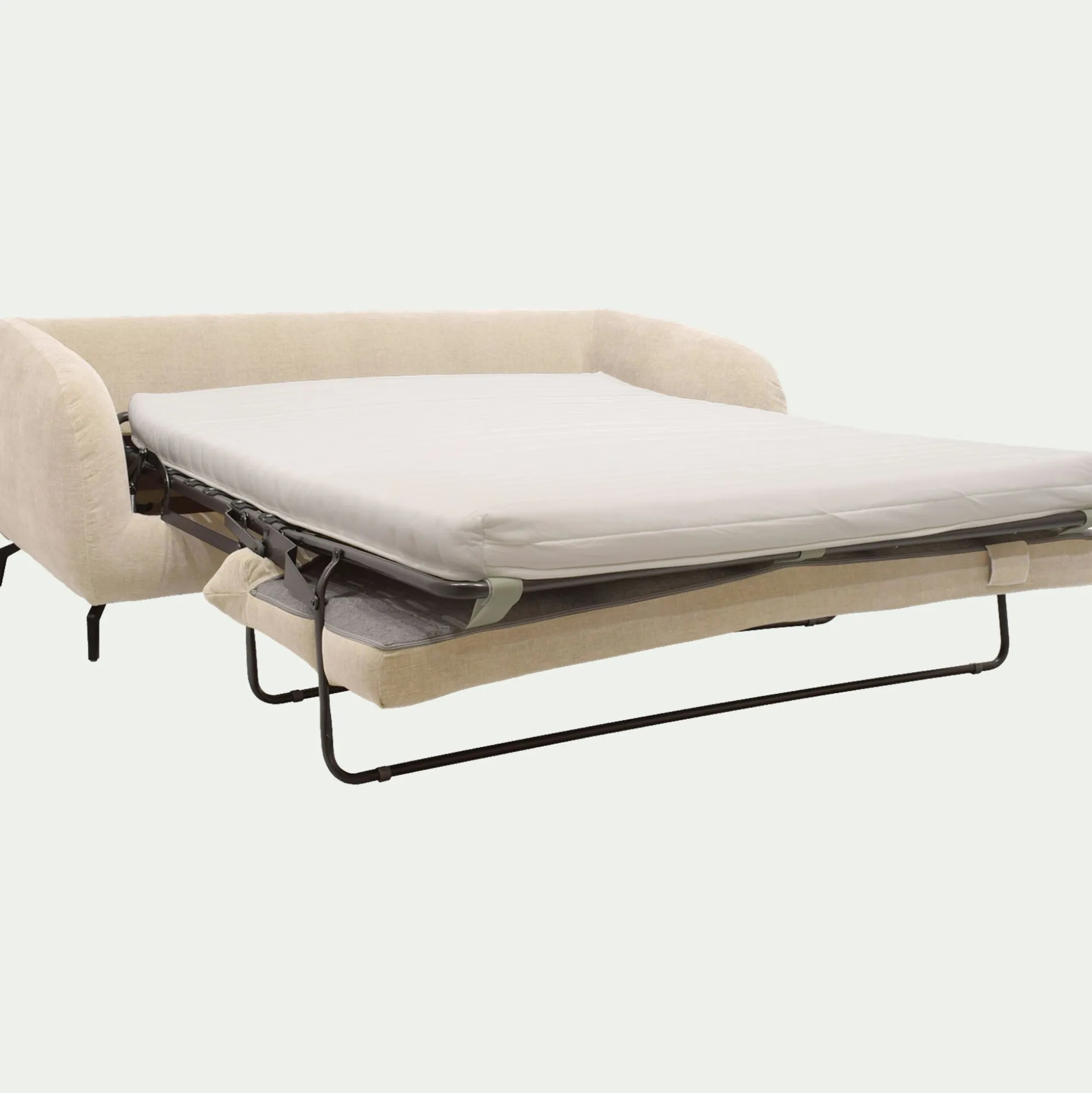 Canapé 3 places convertible en tissu - blanc écru
