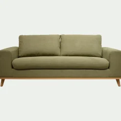 Canapé 3 places convertible en tissu Cosmo - vert kaki