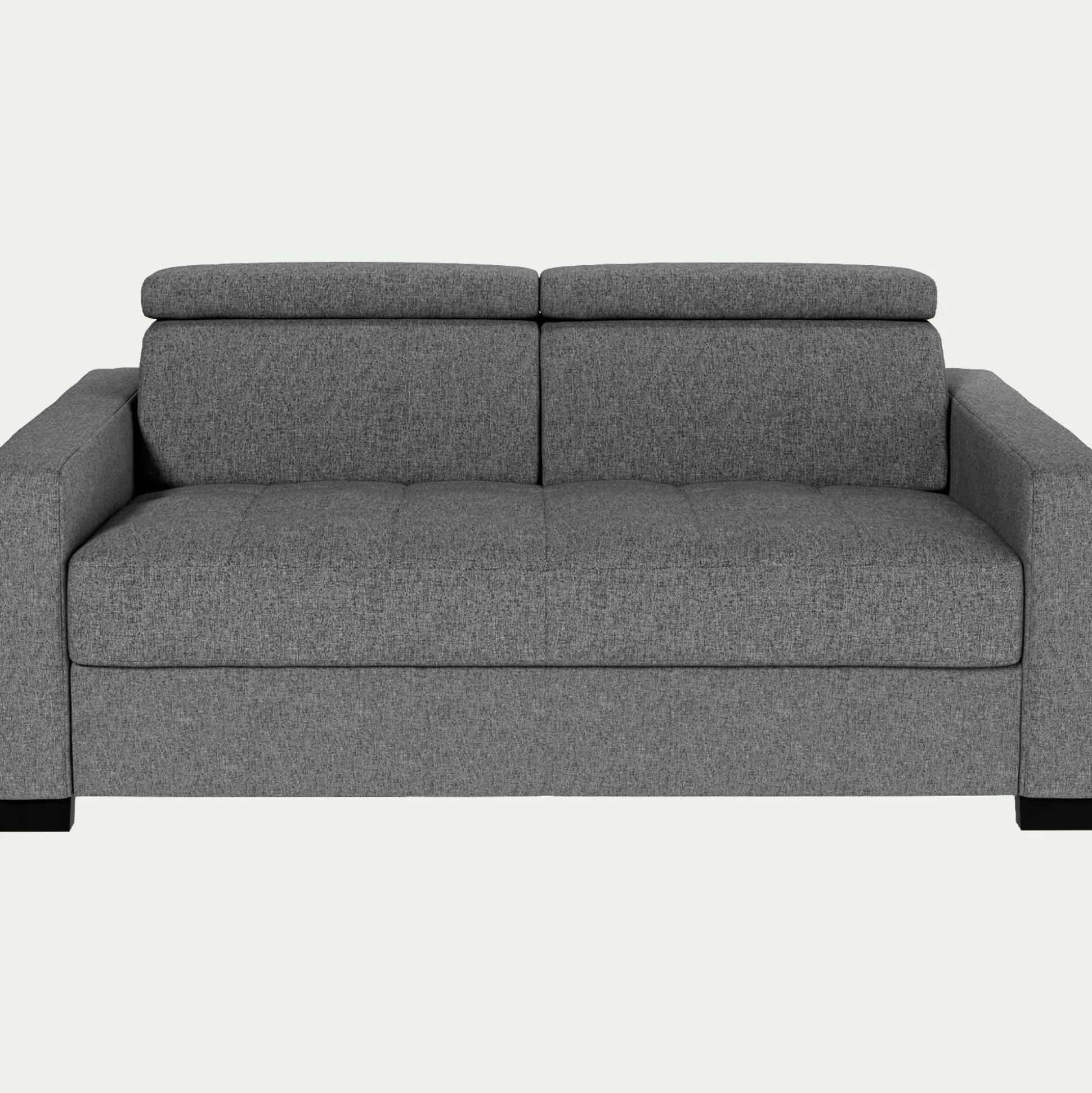 Canapé 2 places convertible en tissus pop avec accoudoirs 15cm - gris moyen