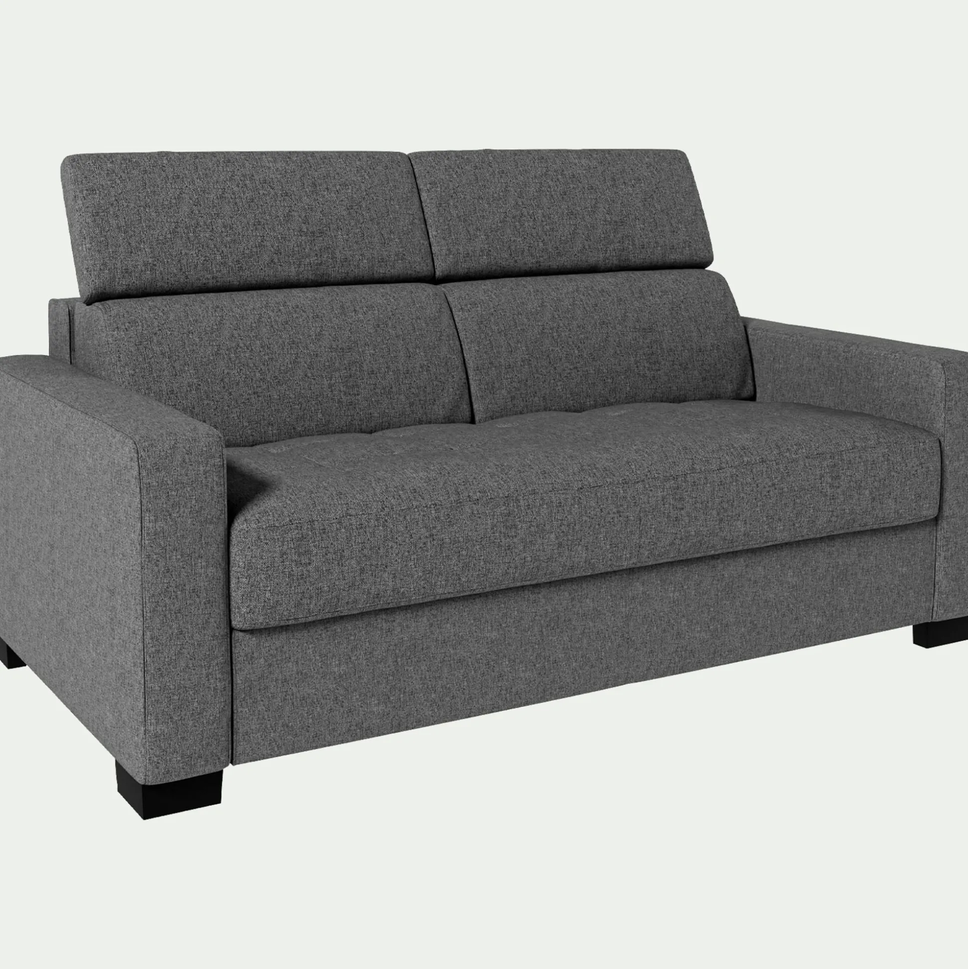 Canapé 2 places convertible en tissus pop avec accoudoirs 15cm - gris moyen