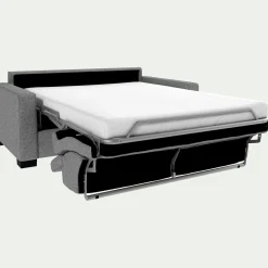 Canapé 2 places convertible en tissus pop avec accoudoirs 15cm - gris moyen